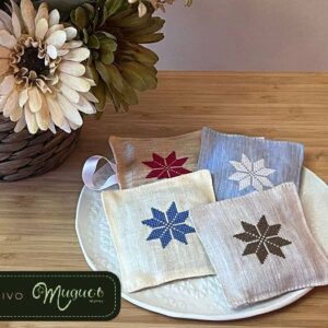 Conjunto de alfazemas ESTRELINHAS PONTO CRUZ